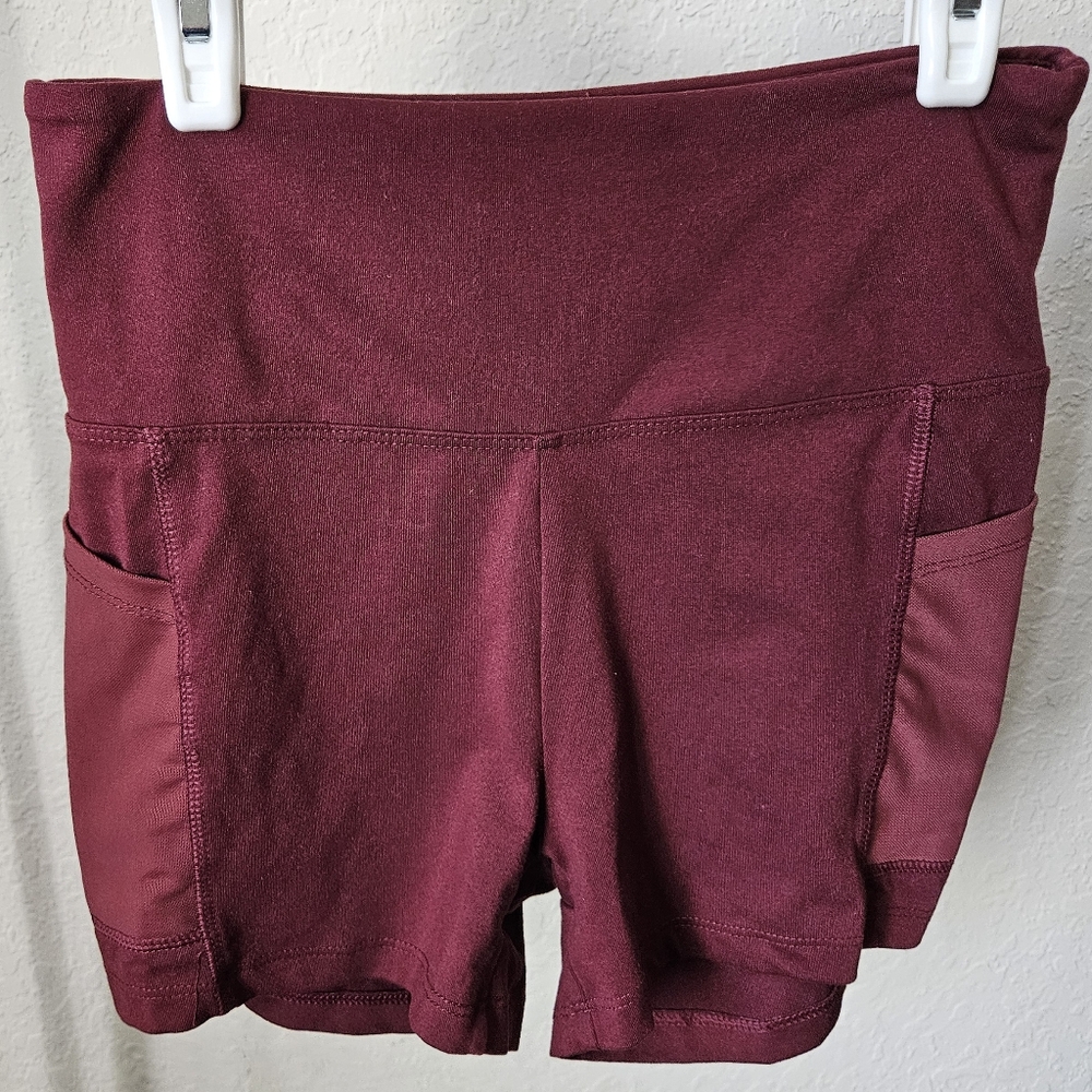 Women's Burgundy Maroon Jogging Yoga Shorts (Two Pairs)